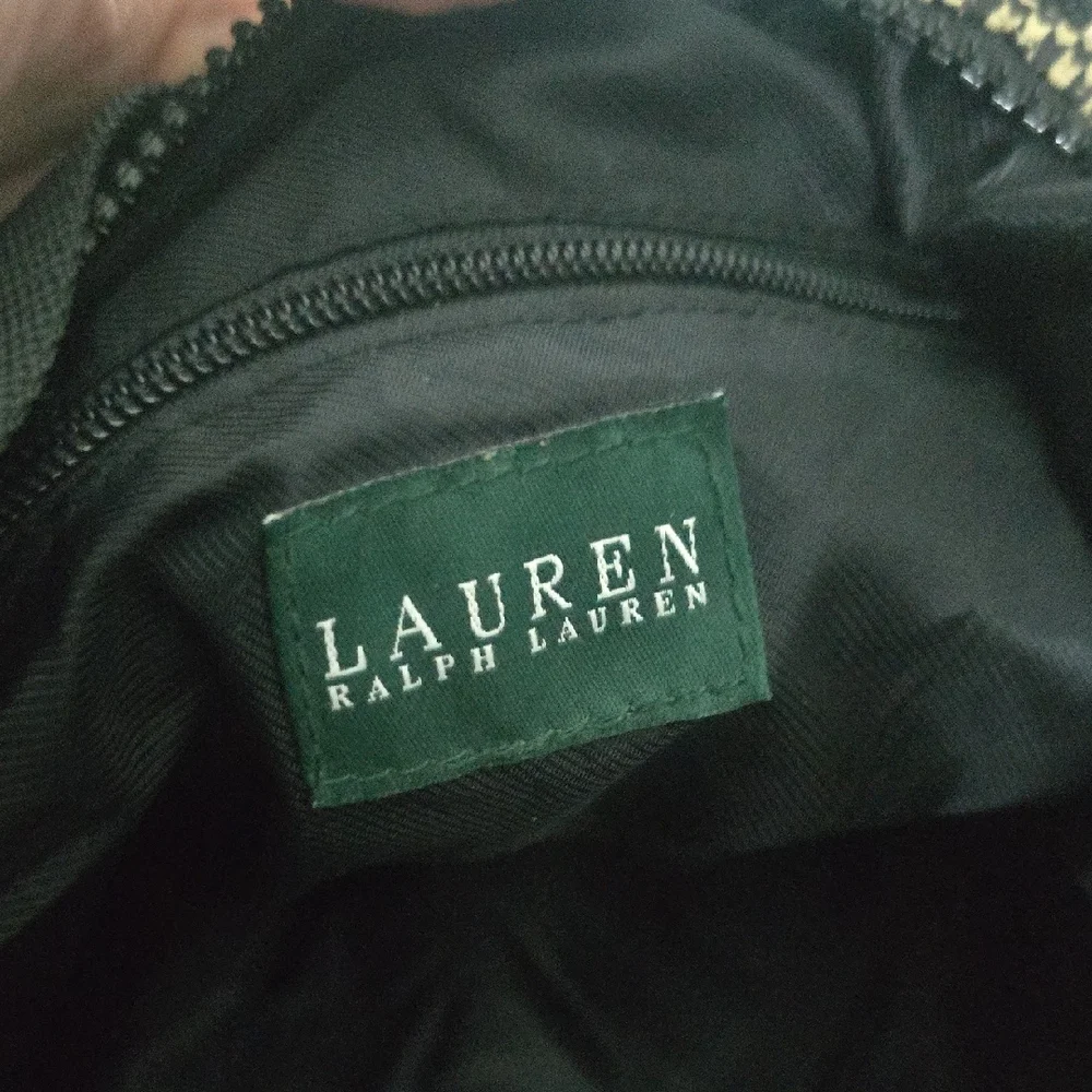 Ralph Lauren Nylon Colorful Houndstooth Shoulder Hobo Bag (EUC)🩶🤎🖤